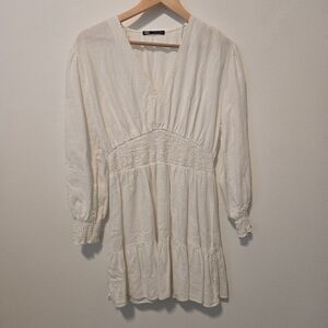Zara Long Sleeve White Dress